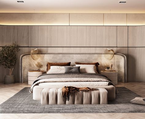 Master Bedroom on Behance Contemporary Style Bedroom, Dubai Interior Design, Houses In Japan, Luxury Residence, Interior Design Dubai, Bedroom Interior Design Luxury, Wall Texture Design, Fall Bedroom, Style Bedroom