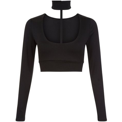 New Look Parisian Black Choker Long Sleeve Crop Top (£15) ❤ liked on Polyvore featuring tops, crop top, black, long sleeve tops and long sleeve crop top Mafia Clothes, Baggy Crop Top, Black Long Sleeve Crop Top, Future Clothes, Shirts Black, Crop Top Outfits, Black Choker, Cropped Tops, Tops Black