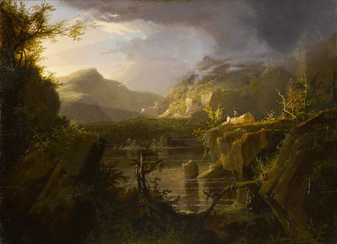 Romantic Landscape by Thomas Cole Romanticism Artists, Romantic Landscape, Hudson River School, Romantic Period, Romantic Paintings, Romantic Photos Couples, Plein Air Paintings, Romantic Art, Nature Paintings