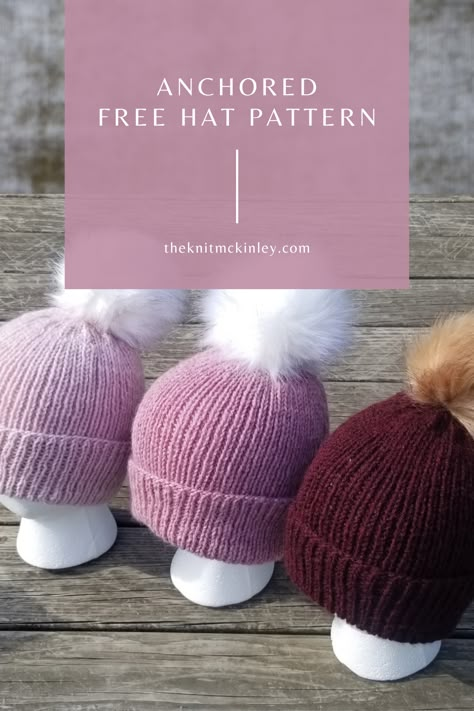 A free, all over ribbed hat pattern! Wear the brim fully folded for a snug fit or leave unfolded for a more relaxed hat (or to tuck all your hair up!). This hat is a free pdf download at TheKnitMcKinley.com Happy knitting ~Kara Knitted Ribbed Hat Pattern Free, Hat Sizes For Knitting, Worsted Weight Knit Hat Pattern, Mens Hat Knitting Pattern Free, Folded Brim Knit Hat Pattern, Free Knitting Patterns Hats, Ribbed Beanie Knit Pattern, Knitted Hat Patterns Free Women Easy, Worsted Weight Knit Hat Pattern Free