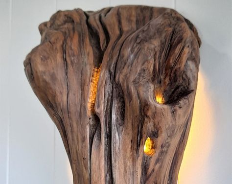 OskHenDesign - Etsy Modern Home Trends, Driftwood Lamps, Driftwood Wall Decor, Drift Wood Art, Driftwood Light, Natural Lamp, Driftwood Art Sculpture, Dark Bathroom, Natural Lamps