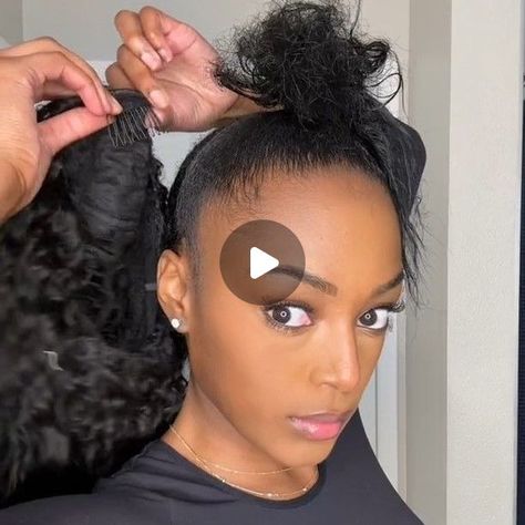 Professional Lace Wig Store on Instagram: "style is a half-uphalf-down ponytail using half wig🥰🥰    𝗖𝗵𝗲𝗰𝗸 𝘁𝗵𝗲 𝗯𝗶𝗼 𝗹𝗶𝗻𝗸 𝗼𝗿 𝗖𝗼𝗺𝗺𝗲𝗻𝘁 “𝗹𝗶𝗻𝗸”for#halfwig ---- 🦋🦋All #laceclosure & #lacewigs & #hairbundle 20% Off Now!!  Tiktok @lavishlana   . 👉 DM for wholesale business 💛 www.sogoodhair.com . . #gluelessfrontal #lacefrontals #customwigunit #transparentlacefrontal #blackgirlsrock #wigtutorials #blackgirlsmagic #wiglife #boblife #wigslayer #atlantastylist #bobseason #wigslay #AtlantaHairStylist #frontalwig #frontalsewin #malaysianvirginhair #humanhair #besthairvendor #wiginstall #wiginspiration #wiginspirations #bangwig #wigs #sogoodhair" Half Up Half Down Hair With Wig, Wig Into Ponytail, Half Up Half Down With Wig, Hair Store Hairstyles, Half Wigs Hairstyles, Half Wig Half Up Half Down, Wig Install Hairstyles Half Up Half Down, Half Up Half Down Curly Bob, Half Up Half Down Half Wig