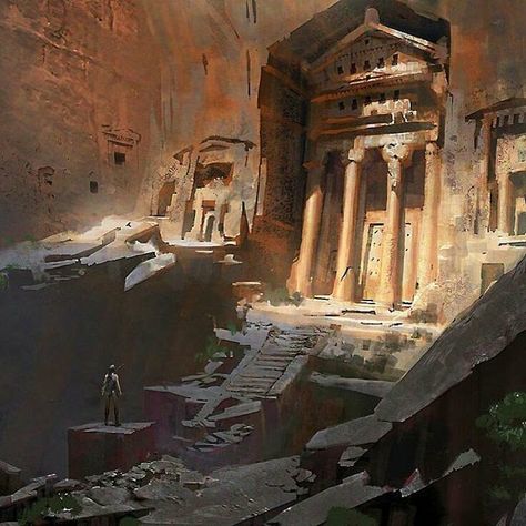 Game Concept Art Environment, Desert Temple, Concept Art Landscape, Concept Art Environment, Rise Of The Tomb Raider, Fantasy Locations, Rise Of The Tomb, Desert Environment, Art Environment