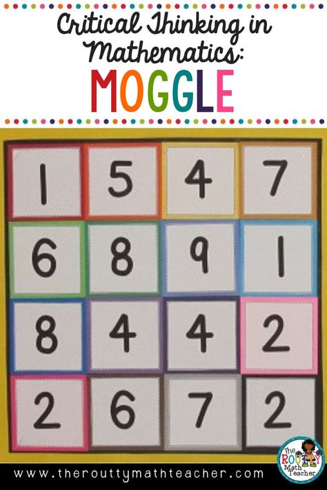 Let's play Moggle! This fun critical thinking challenge is a math boggle game where students create number sentences with connected numbers in a numerical puzzle. Raise the level of learning in your classroom as your kids build their computational fluency skills through the creation of number sentences using all four operations. Read through the post to get all of the details. Math Boggle, Boggle Board, Math College, Boggle Game, Number Sentences, Math Fluency, Math Challenge, Math Intervention, Fourth Grade Math