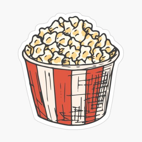 Aesthetic Food Stickers, Snack Illustration, Shopping Stickers, Popcorn Stickers, Movie Stickers, Sticker Inspiration, Stickers Food, Sticker Design Inspiration, Food Sticker