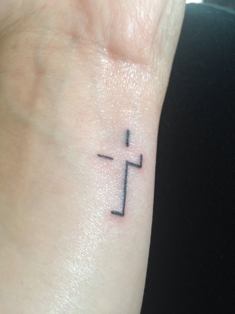 Cross Stick N Poke, Cross Stick And Poke, Stick And Poke Cross, Cross Stick And Poke Tattoo, Stick And Poke Ideas, Poke Tattoo Ideas, Stick And Poke Tattoo Ideas, Tiny Cross Tattoo, Cross Tattoo On Wrist