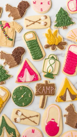 How to Host a Ladies Tea Party Camp Cookies, Summer Dessert Table, Sport Cookies, Giant Cookie Cake, Camping Cookies, Buttercream Cookies, Cupcakes Decorating, Cookies Icing, Bach Weekend