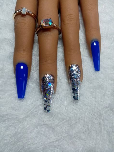 Blue glitter nails