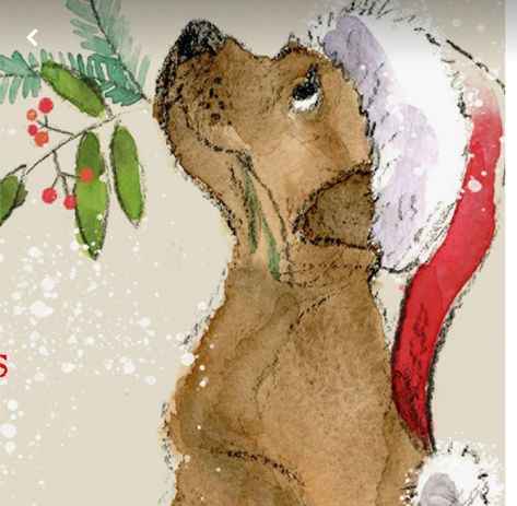 Dogs And Christmas, Cute Dog Design, Dog Christmas Card Illustration, Love Christmas Card, Christmas Card Art Watercolor, Christmas Dog Art, Christmas Drawings Beautiful, Christmas Drawings Ideas, Christmas Paintings Ideas