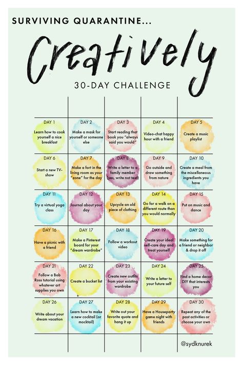 Make Up Challenge Ideas, Daily Challenges Fun, 30 Day Creative Challenge, 30 Day Fun Challenge, How To Develop Creativity, Daily Creativity Challenge, Monthly Challenge Ideas Fun, Fun Challenges To Do, Creative To Do List Design