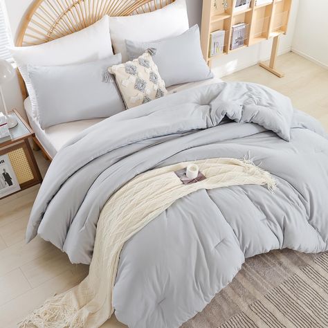 PRICES MAY VARY. 【Simple Yet Classy】Our solid color light grey comforter set is available in multiple hues, this taupe queen bed comforter set adds a unique and stylish touch to your decor and pairs well with various color palettes of your bedroom accessories. 【Skin-friendly Material】The modern comforter features tightly woven and double soft microfiber contributing to a silky soft feel, lightweight, and breathable. This bedding set's soft-to-touch fabric adds to overall comfort and will help yo Cute Bed Sets For Teens, Bed Set Queen, Xl Twin Bedding, Cute Comforters Aesthetic, Queen Bedding Sets For Women, Teen Bedding Ideas, Cute Bed Comforters, Bed Comforter Sets Aesthetic, Bed Comforter Ideas