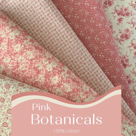 Quality 100%  Cotton Fabric Collection "Botanicals" by Santee Print Works.  The "Hope Chest Florals" collection.  Pink/Ivory. 100% Cotton. 45" Width. Soft, lightweight, tight weave.  Suitable for clothing, light home decor, quilting, and crafting.    Machine Wash/Tumble Dry Low. Choose your fabric length in the drop down box and then choose quantity.  For example need 3 yards?...choose "full yard" then the quantity of 3 for three yards of a continuous cut of fabric. Need 1-1/2 yards?...choose "h Pretty Fabric Prints, Flower Pattern Fabric, Shabby Chic Quilts, Pink Floral Fabric, Pink Botanical, Wake Forest Nc, Shabby Chic Fabric, Vintage Floral Fabric, Upholstery Diy