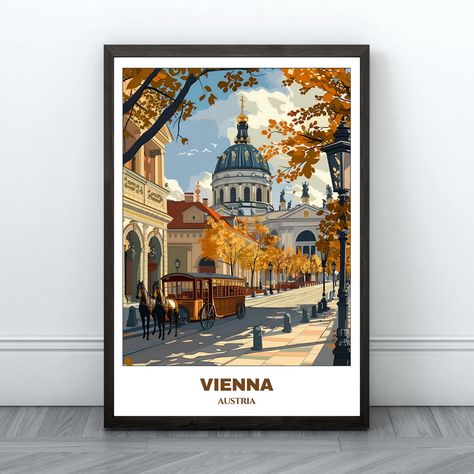 Vienna Travel Printable Poster - Austria Travel Poster - Citycape Painting - Digital Print Wall Art- Vienna Home Decor - Vienna Trip Print Vienna Painting, Austria Landscape, Vienna Photography, Vienna Trip, Chic Art Prints, Urban Art Prints, Vienna Art, Landmark Poster, Vienna City