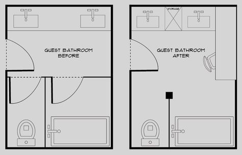 Our Guest Bath Design Plan & Before Images - roomfortuesday.com L Shaped Bathroom Layout, Small Bathroom Dimensions, Bathroom Layout Ideas Floor Plans, Bathroom Design Plan, Bathroom Blueprints, Master Suite Floor Plan, Small Bathroom Floor Plans, L Shaped Bathroom, Small Bathroom Plans