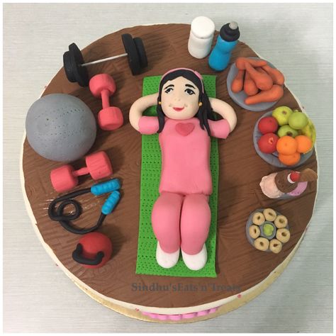 Gym theme cake for her .. fitness theme cake Gym Cakes For Women, Gym Theme Cake, Fitness Cake, Gym Cake, Different Types Of Cakes, Cake For Her, Cakes For Women, Types Of Cakes, Theme Cake