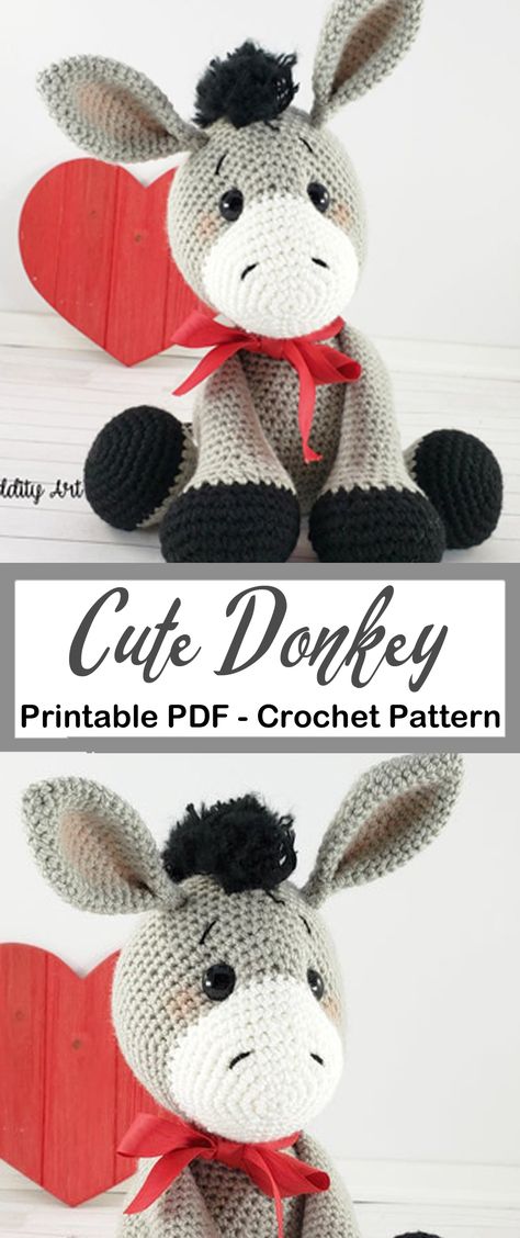 Crochet Pattern Stuffed Animal Free, Stuffed Donkey Sewing Pattern Free, Donkey Sewing Pattern Free, Crochet Donkey Lovey Free Pattern, Crochet Amigurumi Farm Animals Free Patterns, Free Donkey Crochet Pattern, Free Crochet Donkey Patterns, Donkey Amigurumi Free Pattern, Crocheted Patterns Free