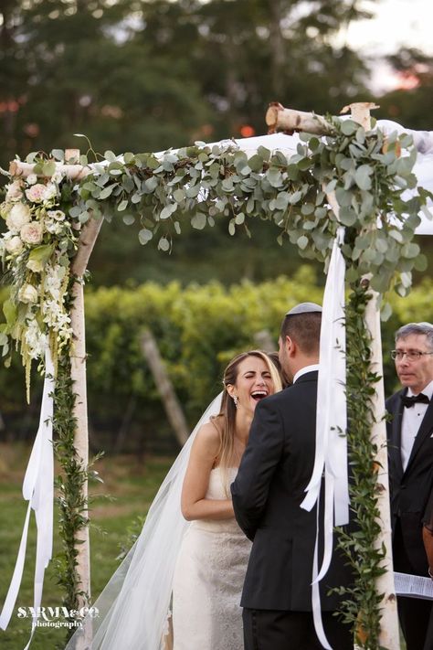 Roses and Rice-Flowers Chuppah Flowers Eucalyptus, Garden Roses Birch Arch Rustic Wedding Wedding Cakes Designs, Tree Wedding Ceremony, Chuppah Flowers, Birch Tree Wedding, Wedding Chuppah, Wedding Arch Flowers, Arch Wedding, Wedding Arbour, Arch Flowers