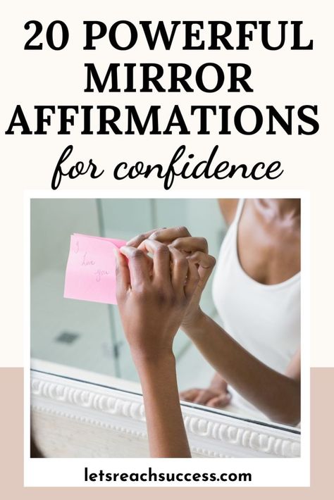 Mirror affirmations are a great way to build a powerful mindset and gain confidence. Here are 20 you can start using today (with the help of the mirror technique): Quotes For Mirrors Inspiration, Things To Say To Yourself In The Mirror, Mirror With Positive Affirmations, Motivational Mirror Quotes, Positive Mirror Quotes, Looking In The Mirror Quotes Inspiration, Sayings For Mirrors, Self Love Mirror Affirmations, Mirror Positive Affirmations