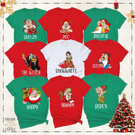 Disney Christmas Tee, Seven Dwarfs Christmas Shirt, Christmas Party Tee, Christmas Snow White Shirt, Family Matching Disney Vacation Tee Snow White Shirt, Seven Dwarfs, Christmas Snow, Disney Vacation, Disney Christmas, Christmas Tees, Disney Vacations, Family Matching, Christmas Shirt