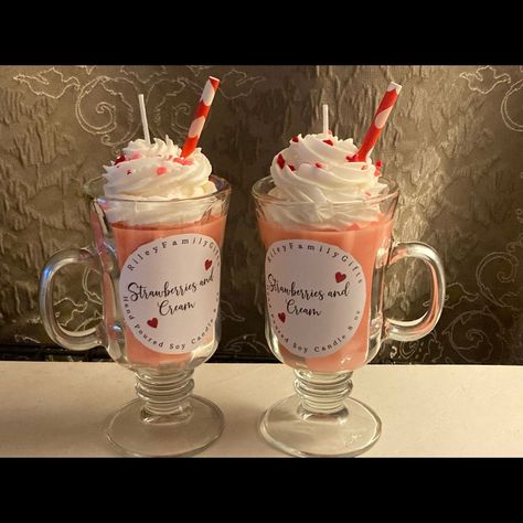 Rhinestone Candle, Fruity Pebbles Cereal, Hand Carved Candles, Strawberry Shake, Homemade Scented Candles, Candle Bar, Food Shapes, Dessert Candles, Candle Carving