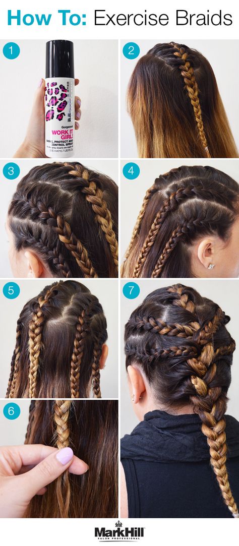 Beat the sweat and humidity of summer and gear up for your workout with this braided exercise hairstyle. Softball Hair Braids, Hair Step By Step, Styles Braids, Sport Hair, Workout Hairstyles, Pinterest Hair, Braids For Long Hair, Gymnast, Hair Pin