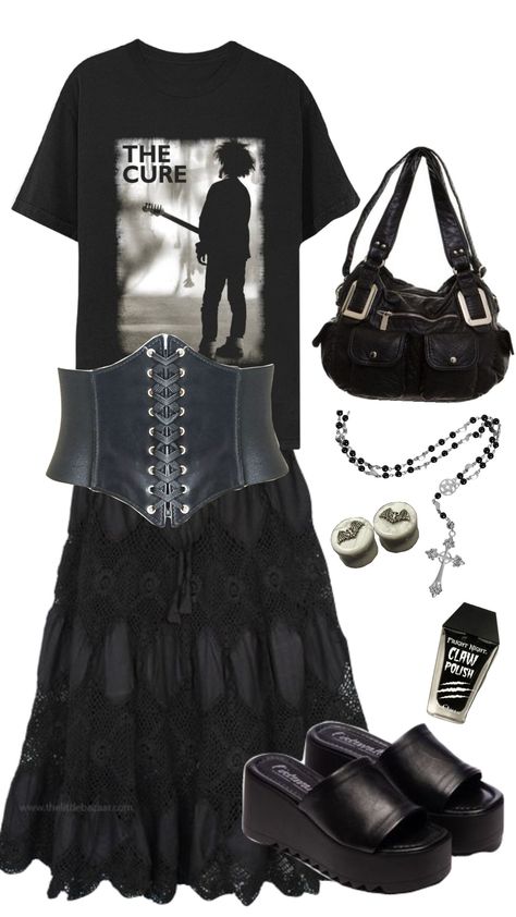 #goth #gothic Goth Country Outfits, Mopey Goth Outfits, Romantic Goth Outfits Casual, Mopey Goth, Goth Outfits Casual, Romantic Goth Outfits, Goth Summer Outfits, Goth Cowgirl, Elegant Goth