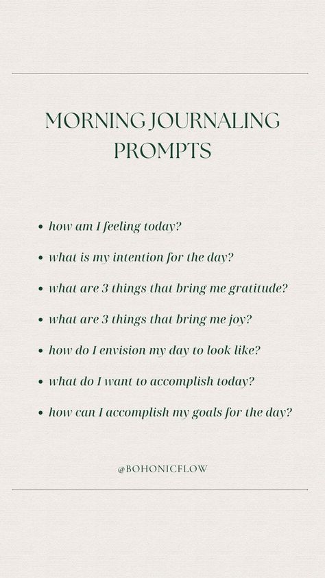 Gratitude Prompts Morning, Own Your Morning Elevate Your Life, Morning Journal Prompts For Productivity, Goal Setting Affirmations, 5minute Journal, Bedtime Prompts, Morning Writing Prompts, Morning Gratitude Journal, Spiritual Morning Routine