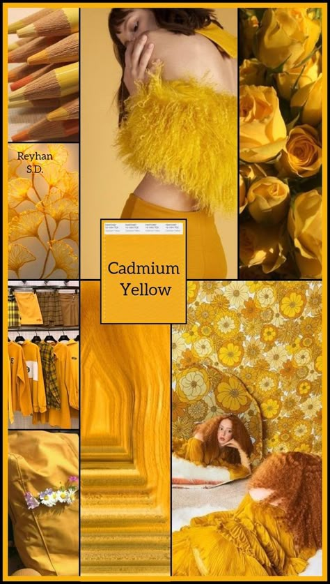 Yellow Moodboard, Yellow Pantone, Cadmium Yellow, Yoga Studio Design, Colour Trends, Mood Colors, Color Trends Fashion, Color Collage, Yellow Aesthetic