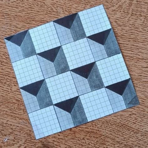 Omran O Mezher | #drawing #3d | Instagram Squared Paper Art, Drawing With Squares, Grid Paper Drawings, Draw 3d, Optical Illusion Drawing, Graph Paper Designs, Illusion Drawings, Graph Paper Drawings, 3d Ideas