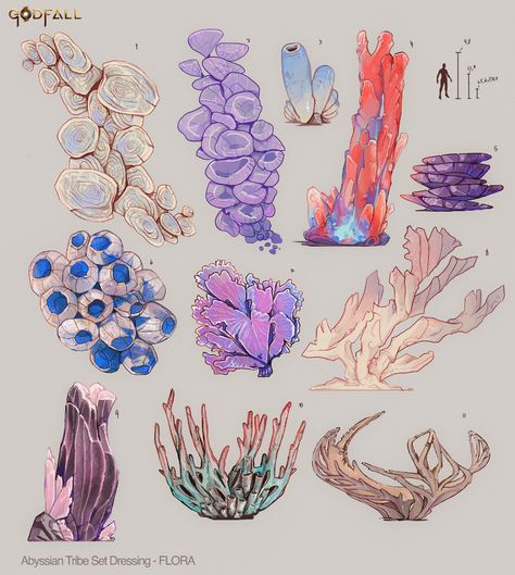 Imaginary Plants Drawing, Fantasy Plants Concept Art, Sea Plants Drawing, Magical Plants Art, How To Draw Plants, Fictional Plants, Mythical Plants, Plant Concept Art, Plant Character Design