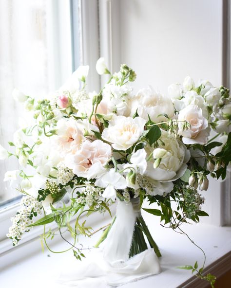 Alisons British flower bridal bouquet, scented roses from @uskvalleyroses , scented sweetpeas from @rosebiemortonflowerstrade , peonies and stocks @highcroftnurseries and then finishing touches from @yorkshire_flower_farm . I try and source the best British flowers I can for your wedding...to create the style and colours for your wedding. . british flower wedding florist| British flower florist | Yorkshire flowers | Bolton Abbey | Tithe Barn Bolton Abbey | . #yorkshirebride #yorkshirebrides... English Garden Wedding Flowers, Bolton Abbey, Garden Wedding Flowers, English Garden Wedding, British Flowers, Rose Wedding Bouquet, English Roses, Flower Wedding, Flower Farm