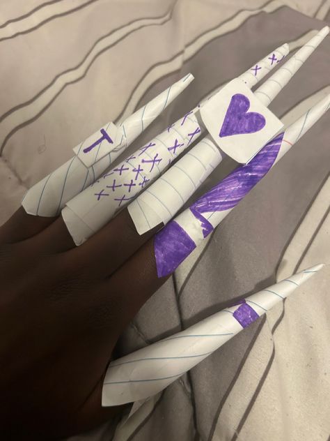 Paper Nail Designs, How To Make Paper Nails, Paper Nails Design, Nail Paper, Paper Nails, Homemade Squishies, Paper Blinds, Purple Paper, Fake Nails Designs