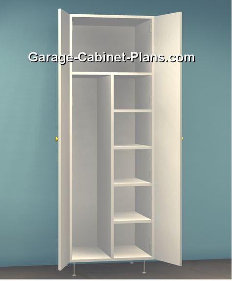 Utility Cabinet Plans - 24 Inch Broom Closet Cabin Closet, Linen Closet Organization Small, Broom Cabinet, Laundry Cupboard, Bathroom Linen Closet, Standing Closet, Utility Cabinet, Closet Planning, Utility Closet