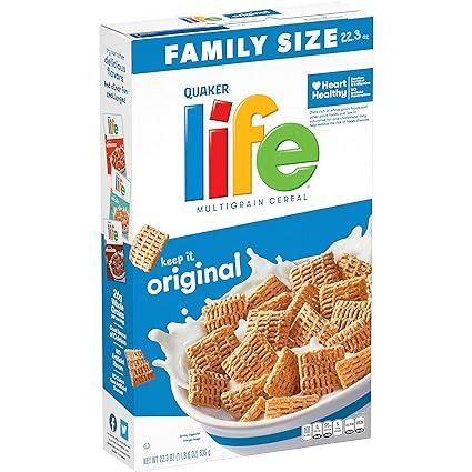 Amazon.com: Quaker Life Original Cereal, 22.3OZ Box Life Cereal, Whole Grain Foods, Free Coupons By Mail, Toaster Pastry, Quaker Oats, Coupons By Mail, Grocery Cart, Grocery Shopping List, Vegan Grocery