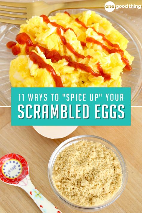 Flavorful Scrambled Eggs, Tasty Scrambled Eggs, What To Put In Scrambled Eggs, What To Add To Scrambled Eggs, How To Make Eggs Taste Better, Scrambled Egg Sandwich Breakfast, Dairy Free Scrambled Eggs, Scrambled Egg Toppings, Egg Toppings