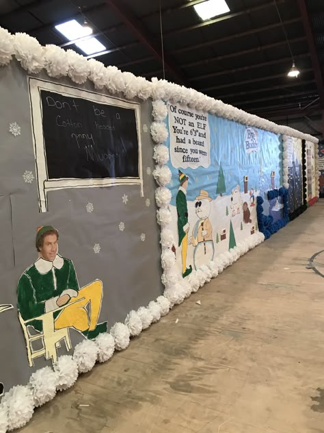 Buddy The Elf School Hallway, Buddy The Elf Hallway Decorations, Elf Classroom Decorations, Elf Hallway Decorations School, Christmas Hallway Decorations School, Elf Movie Decorations, Christmas Classroom Door Decorations, School Hallway Decorations, Elf Themed Christmas Party