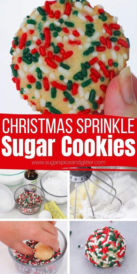 These Christmas Sprinkle Cookies are the perfect Christmas cookie to make with the kids! Soft Batch Christmas Sprinkle Cookies, Buttery Christmas Sugar Cookies, Soft Christmas Sprinkle Cookies, Softest Sprinkle Cookies, Sugar Spun Run Recipes Sugar Cookies, Christmas Sprinkle Pudding Cookies, Holiday Sprinkle Cookies, Christmas Eve Cookies For Santa, Sugar Cookies For Santa