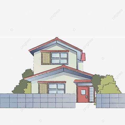 Doraemon House Drawing, House Drawing With Color, Cartoon House Drawing, Chibi House, Architecture Cartoon, Simple House Drawing, Home Symbol, House Background, Holiday Homework