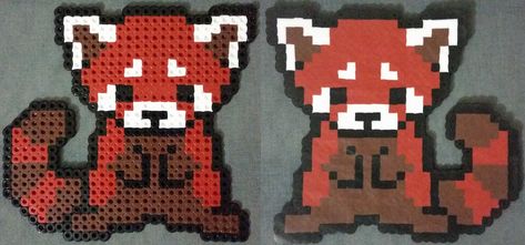 Red panda full perler bead Red Panda Pixel Art, Kawaii Perler, Fused Beads, Hama Art, Simple Decorating, Fuse Bead Patterns, Tattoo Convention, Dot Net, Hama Beads Patterns