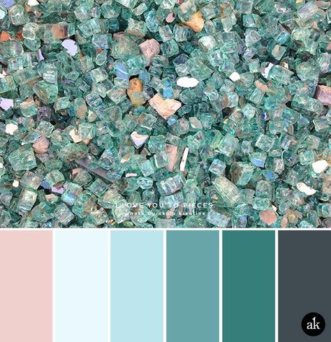 a glass-inspired color palette // blush pink, greenish-blue, gray Green Color Combinations, Color Concept, Teal Green Color, Grey Color Palette, Green Colour Palette, Color Palate, Blue Colour Palette, Greenish Blue, Green And Pink