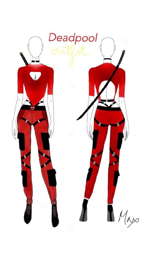 Halloween Costumes Deadpool, Deadpool Girl Costume, Deadpool Cosplay Diy, Lady Deadpool Costume, Red Bodysuit Costume, Deadpool Inspired Makeup, Deadpool Costume Women, Deadpool Inspired Outfit, Female Deadpool Costume