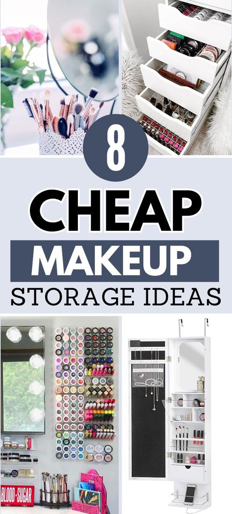 Cheap Makeup Storage Ideas Diy Organizing Ideas, Cheap Makeup Organization, Makeup Organizer Ideas, Makeup Storage Ideas, Makeup Caddy, Ikea Spice Rack, Diy Organizing, Diy Makeup Vanity, Diy Makeup Storage