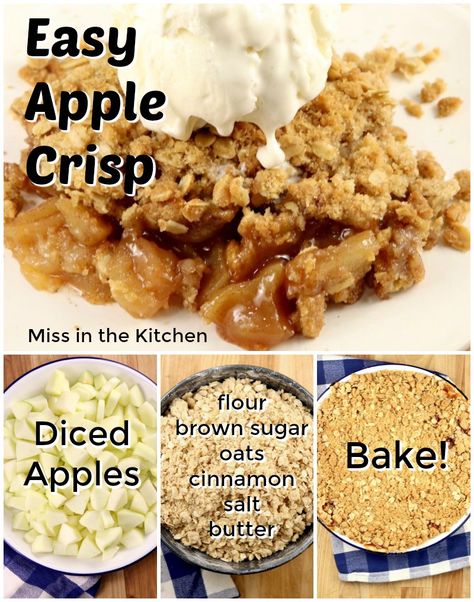 Apple Deserts Easy, Quick Apple Crisp, Desserts Cinnamon, Old Fashioned Home, Apple Crisp With Oatmeal, Homemade Apple Crisp, Apple Crisp Topping, Easy Apple Crisp Recipe, Apple Desserts Easy