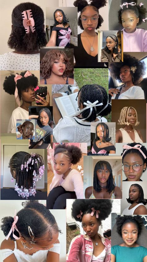 Cute hairstyles, afrocoquette, Afrocutie, hairstyles for blk grls, cute African girl hair Cute Hairstyle Ideas, Cabello Afro Natural, Short Box Braids Hairstyles, Beautiful Black Hair, Quick Natural Hair Styles, Cute Curly Hairstyles, Cute Hairstyle, Quick Braided Hairstyles, Types Of Hair