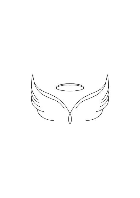 Fine Line Angel Wings Tattoo Small, Lola Tattoo, Halo Tattoo, Memorial Tattoo Quotes, Alas Tattoo, Small Symbol Tattoos, Rip Tattoo, Tiny Heart Tattoos, Bts Tattoos