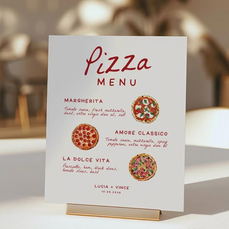 Set the perfect tone for your celebration with our "That's Amore" Pizza Menu Sign Canva Template! Ideal for engagement parties, rehearsal dinners, bridal showers, or weddings, this template features charming watercolor pizza elements that add a fun and delicious touch to any event. Fully customizable in Canva, you can easily edit the text, colors, and layout to match your theme. 𝗧𝗛𝗔𝗧'𝗦 𝗔𝗠𝗢𝗥𝗘 𝗕𝗨𝗡𝗗𝗟𝗘: https://www.etsy.com/ca/listing/1792741823/thats-amore-bridal-shower-template 𝗠? Engagement Party That’s Amore, Italy Themed Rehearsal Dinner, Italian Wedding Pizza Party, That's Amore Party, Pizza Wedding Rehearsal Dinner, Pizza Themed Engagement Party, Pizza Wedding Shower Ideas, Easy Rehearsal Dinner Ideas, Italian Pizza Wedding