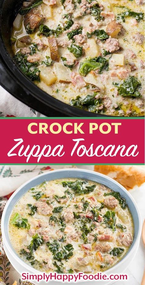 Zupa Toscana Soup, Crockpot Zuppa Toscana, Zuppa Toscana Soup Olive Garden, Sausage Potato Soup, Crockpot Soups, Sausage Kale, Sausage Potato, Zuppa Toscana Soup, Tuscan Soup