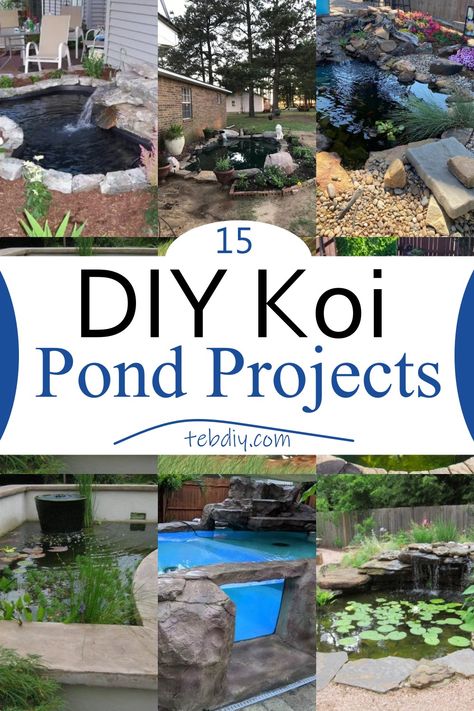 DIY Koi Pond Patio Koi Pond, Turtle Koi Pond, Backyard Koi Pond Ideas With Bridge, Front Yard Koi Pond Ideas, Small Koi Pond Ideas Diy, Diy Coy Pond, Diy Koi Pond Cheap, Diy Ponds Backyard Simple Cheap, Koi Ponds Ideas