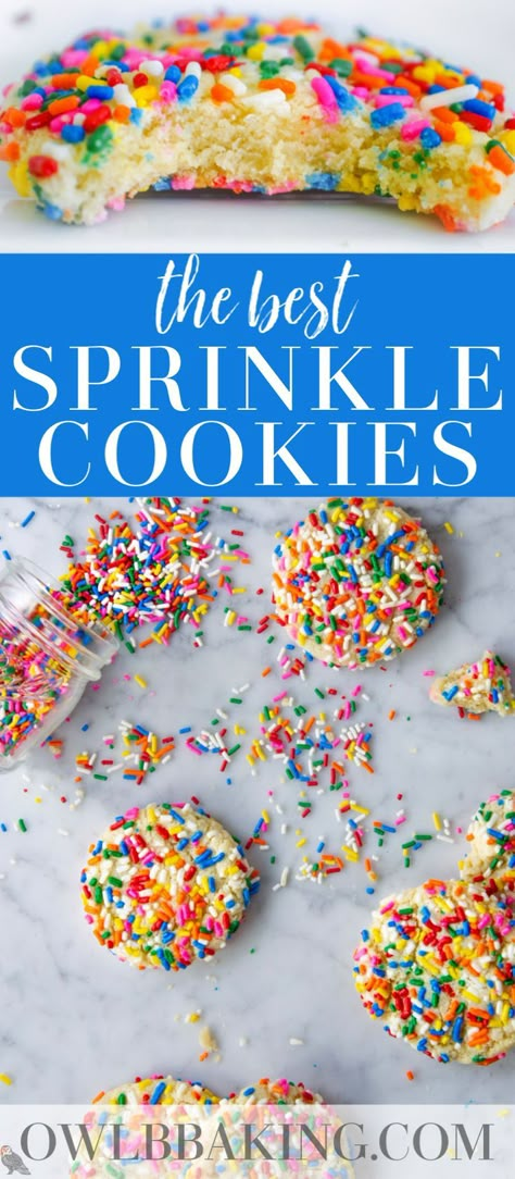 Cookie Recipes With Sprinkles, Sprinkles Cookies Recipe, Sugar Cookie Recipe Sprinkles, Sugar Cookie Sprinkles, Soft Sprinkle Cookies, Sprinkled Sugar Cookies, Dessert With Sprinkles, Sugar Cookie Recipe With Sprinkles, Sprinkle Sugar Cookie Recipe