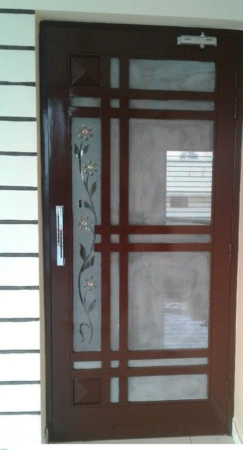 Jaali Door Design Wooden Double, Window Grill Design Modern Ideas, Grill Design Modern, Single Main Door Designs, Latest Door Designs, Grill Designs, Net Door, Window Grill Design Modern, Flush Door Design